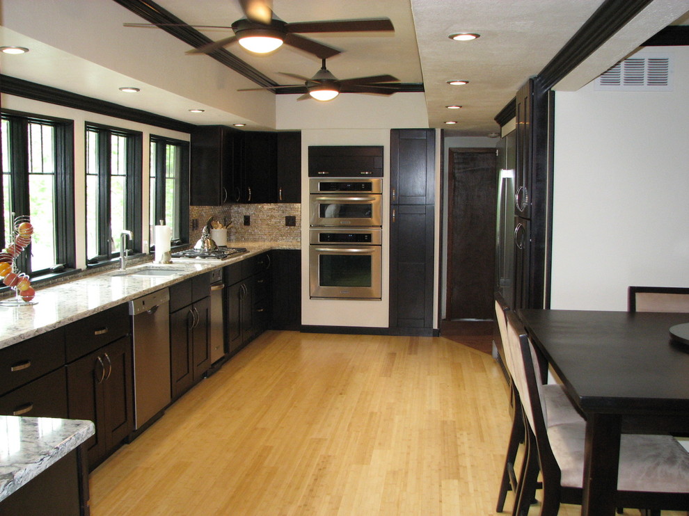 Mocha Shaker Kitchen With Lots of Natural Light Contemporary