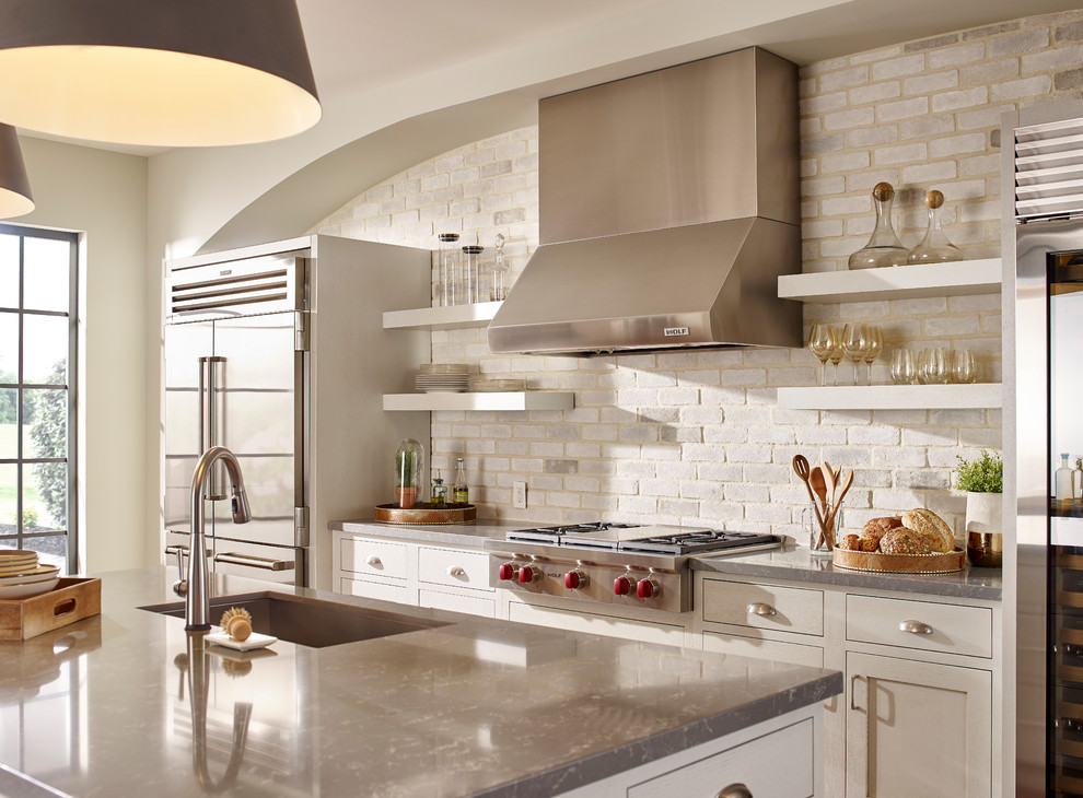 Modern and Rustic Farmhouse Style Kitchen With White Brick - Modern ...