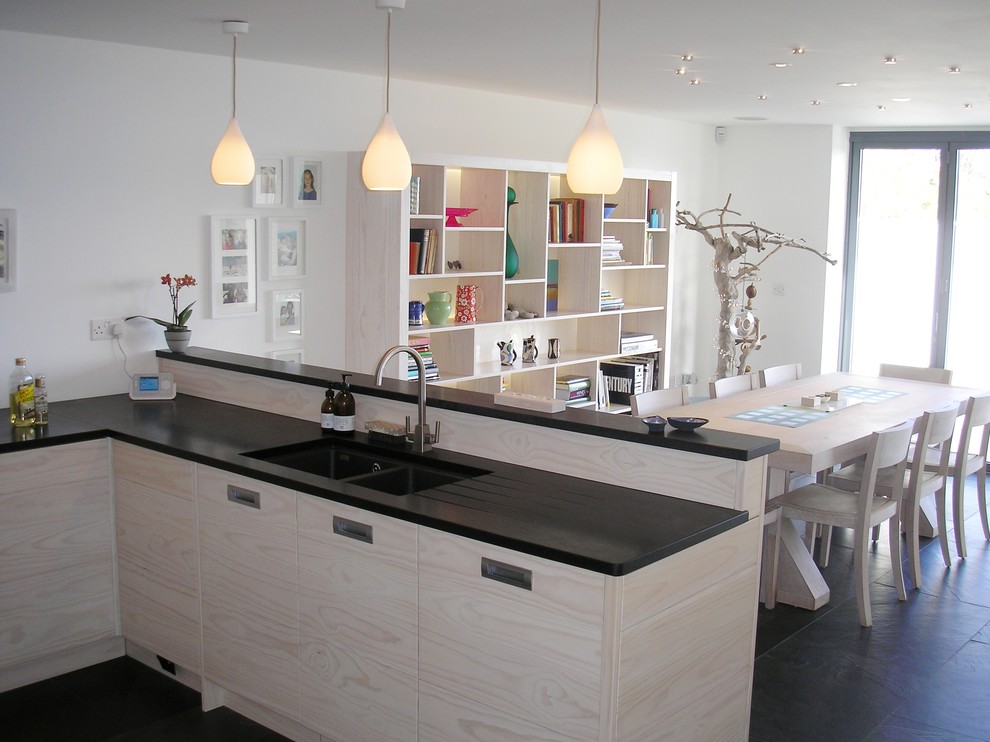 This is an example of a coastal kitchen in Cornwall.