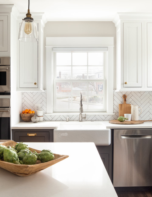 50+ White Herringbone Backsplash ( Tile in Style? ) White Kitchen!