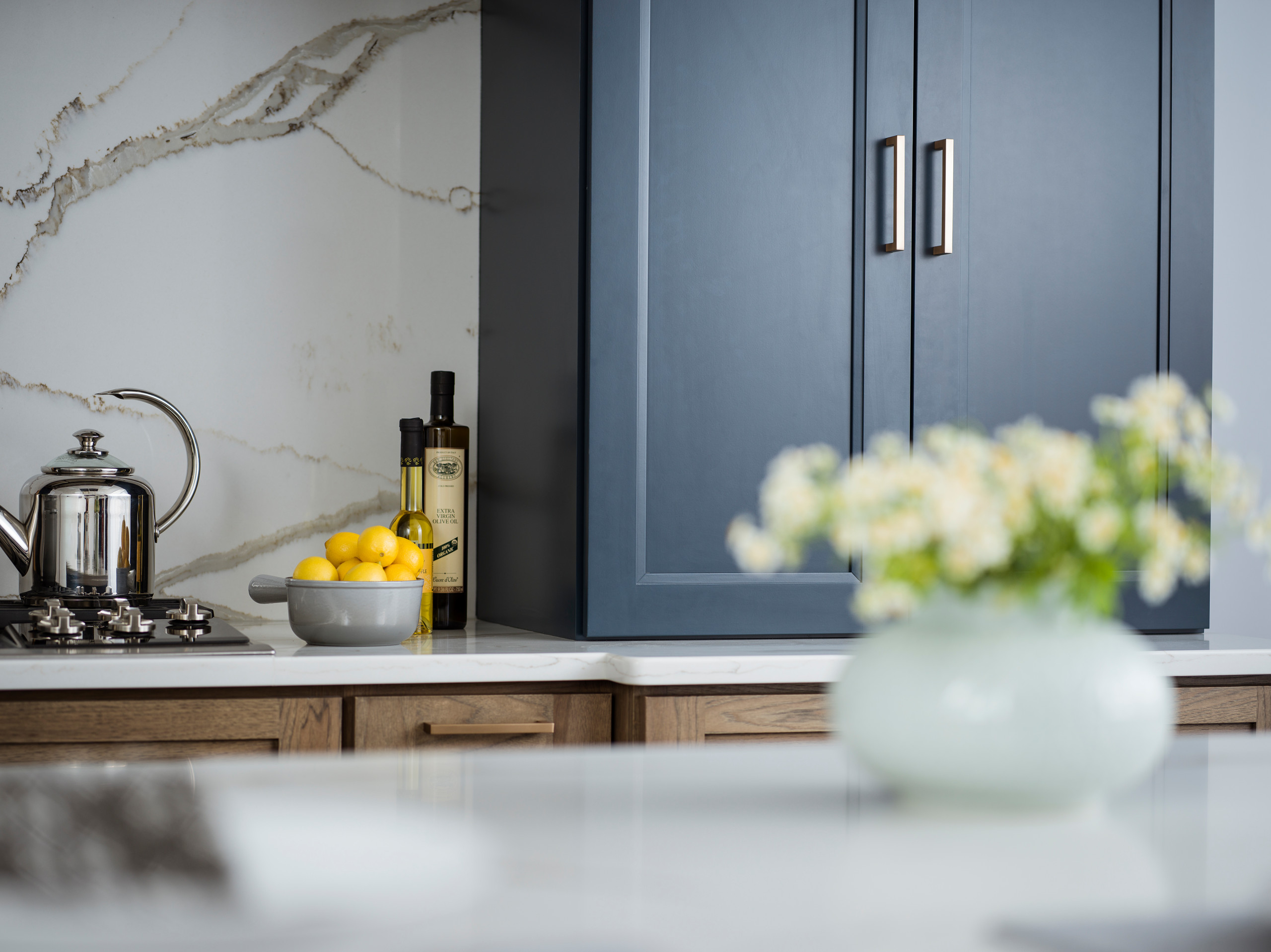 Modern Farmhouse Kitchen With A Touch Of Hickory Wood Navy Blue Farmhouse Kitchen Minneapolis By Dura Supreme Cabinetry Houzz