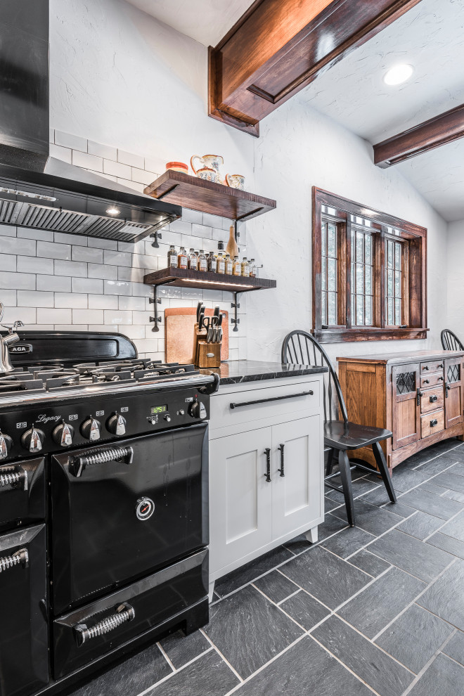 Modern Farmhouse Kitchen with Exposed Wood Beams - Farmhouse - Kitchen