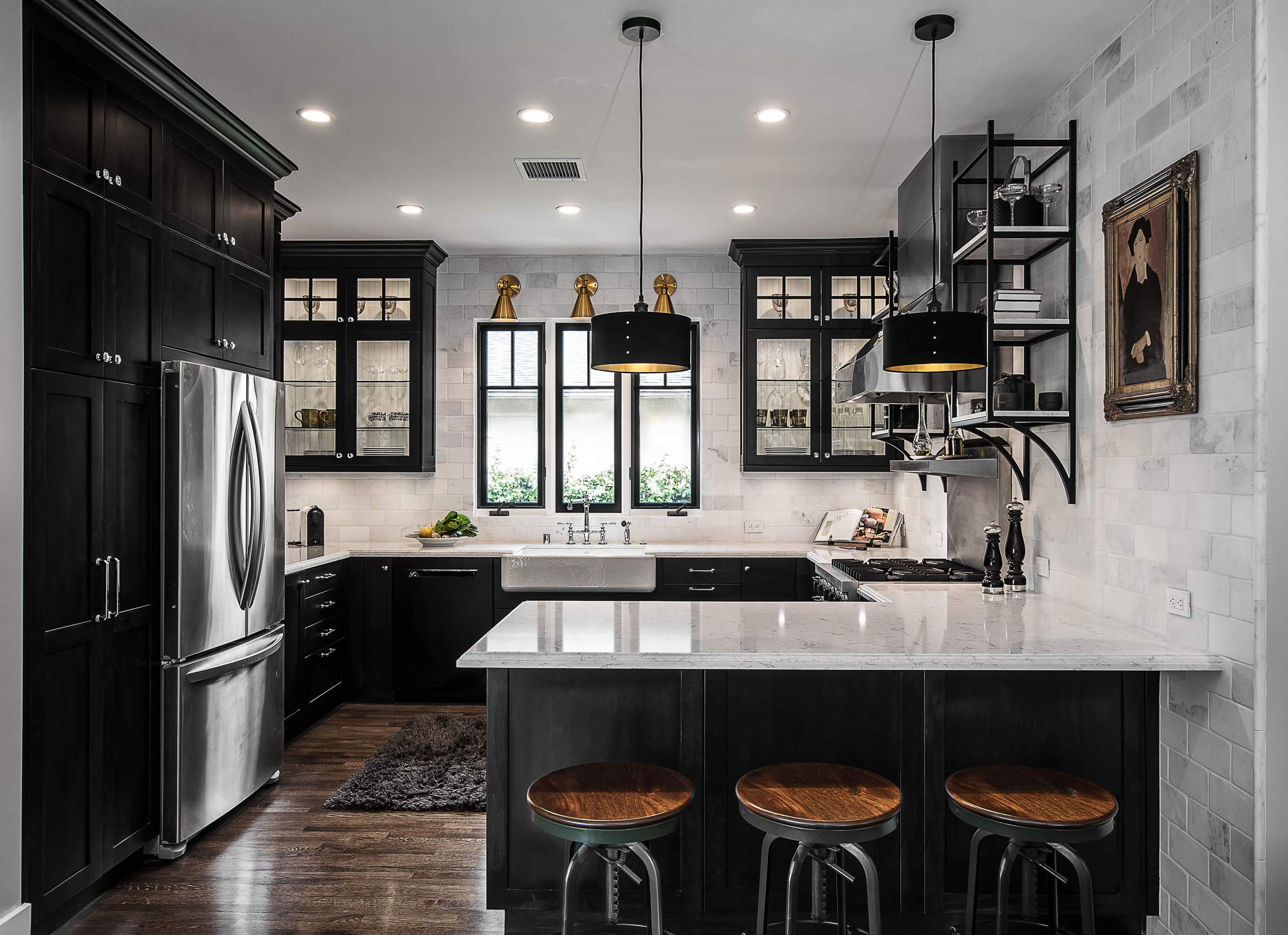 75 Beautiful Farmhouse Kitchen With Black Cabinets Pictures Ideas July 2021 Houzz