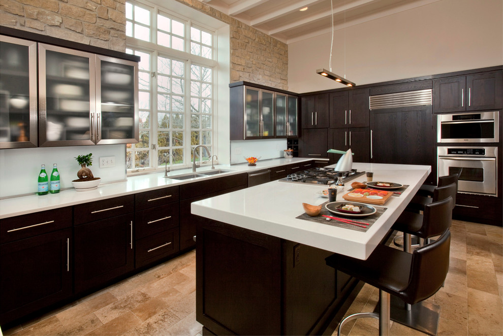 Kitchen - contemporary marble floor kitchen idea in Cincinnati