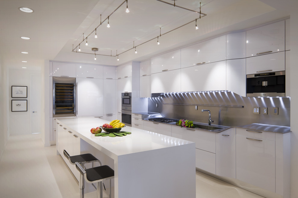 Photo of a modern kitchen in Miami with stainless steel appliances.
