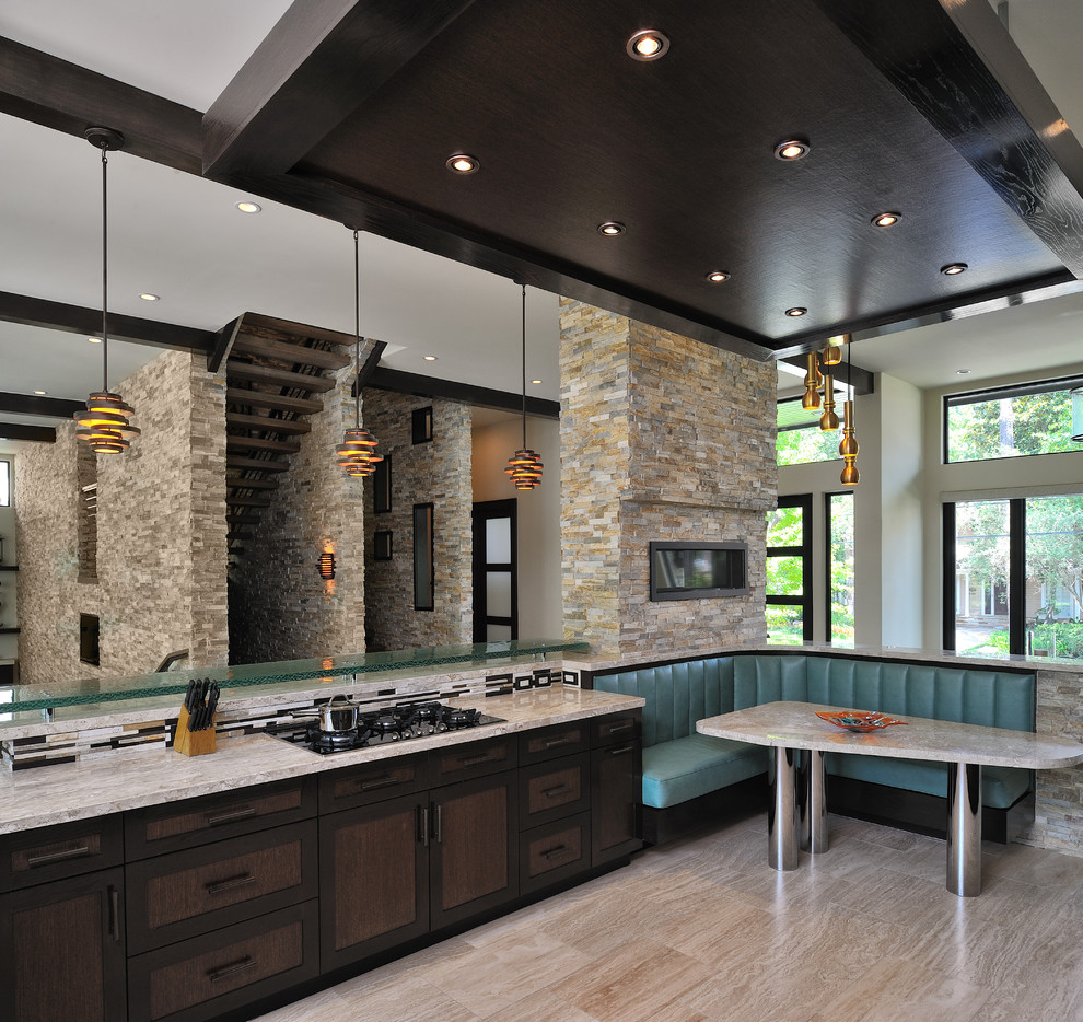 Inspiration for a contemporary kitchen in Houston with shaker cabinets.