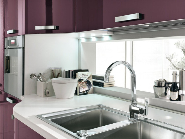 Modern Purple Kitchen With Curved Cabinets Modern Kitchen Miami By Arredo Casa Group Houzz Uk