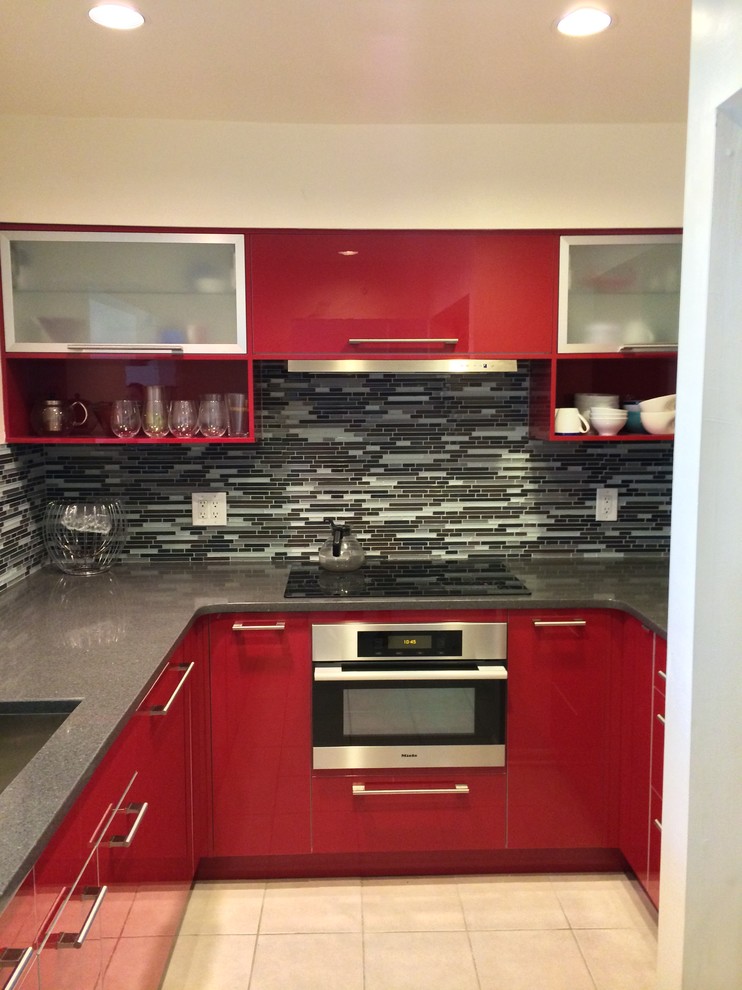 Modern, Red Old Greenwich Kitchen Modern Kitchen New York by