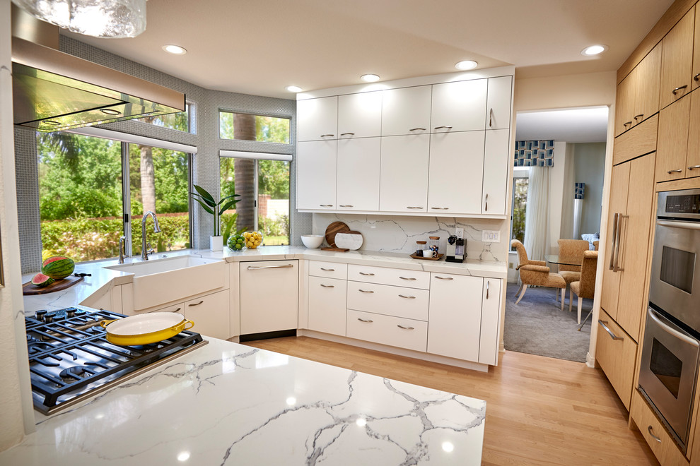 Modern White & Wood Kitchen Bar in Carmel Valley Kitchen San