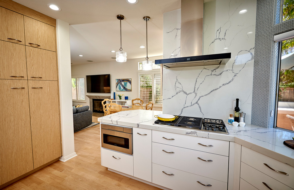 Modern White & Wood Kitchen Bar in Carmel Valley Kitchen San