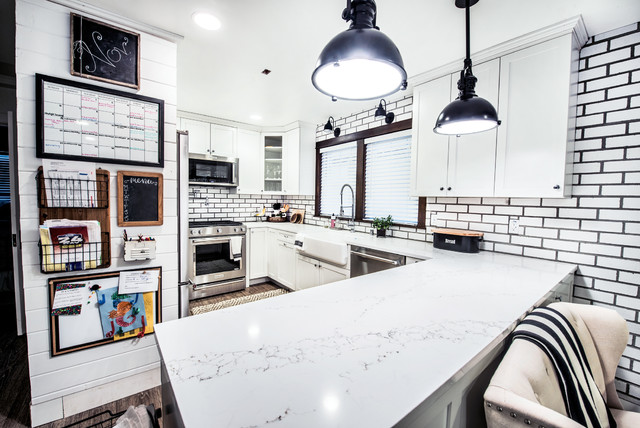 Modern White Brick Kitchen