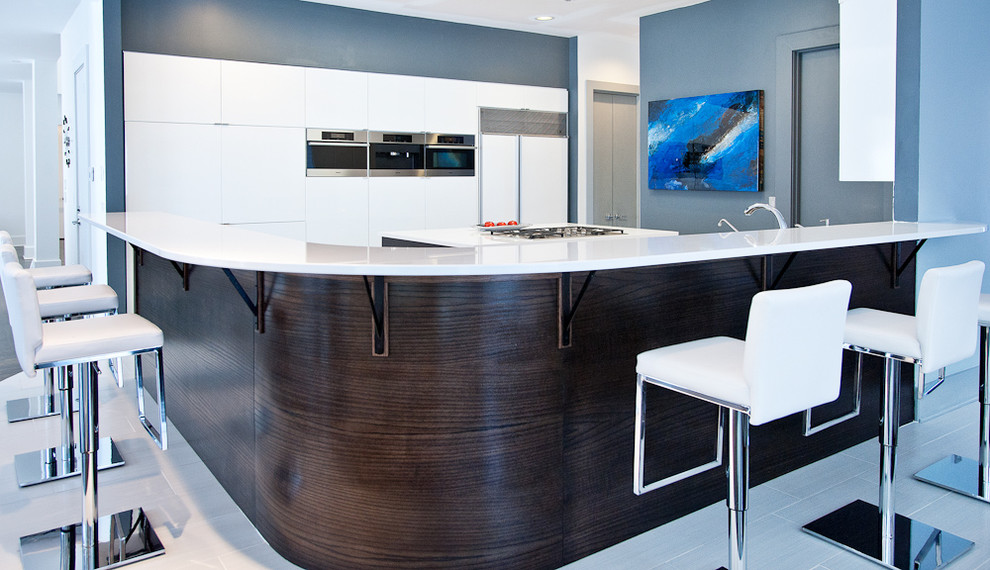 Modern White Kitchen and EatIn Area Contemporary Kitchen Other