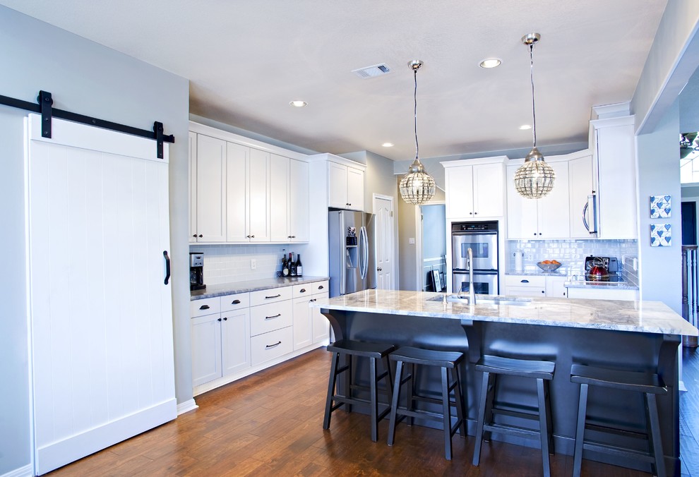 Ub Kitchens - Kitchen Design And Cabinets Modern White Kitchen with Espresso Island - Contemporary - Kitchen