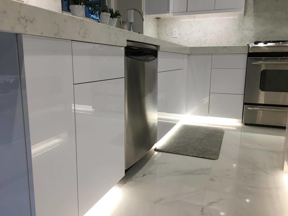 Modern White Marbl Kitchen and Bath Modern Kitchen Detroit by