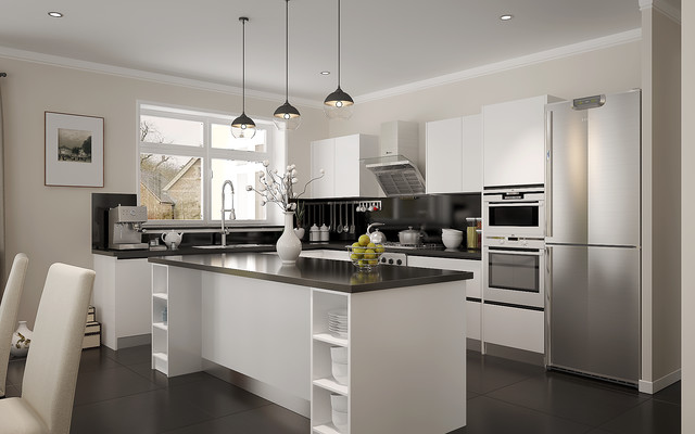 Modern White Style of Whole House Design - Modern - Kitchen - Other ...