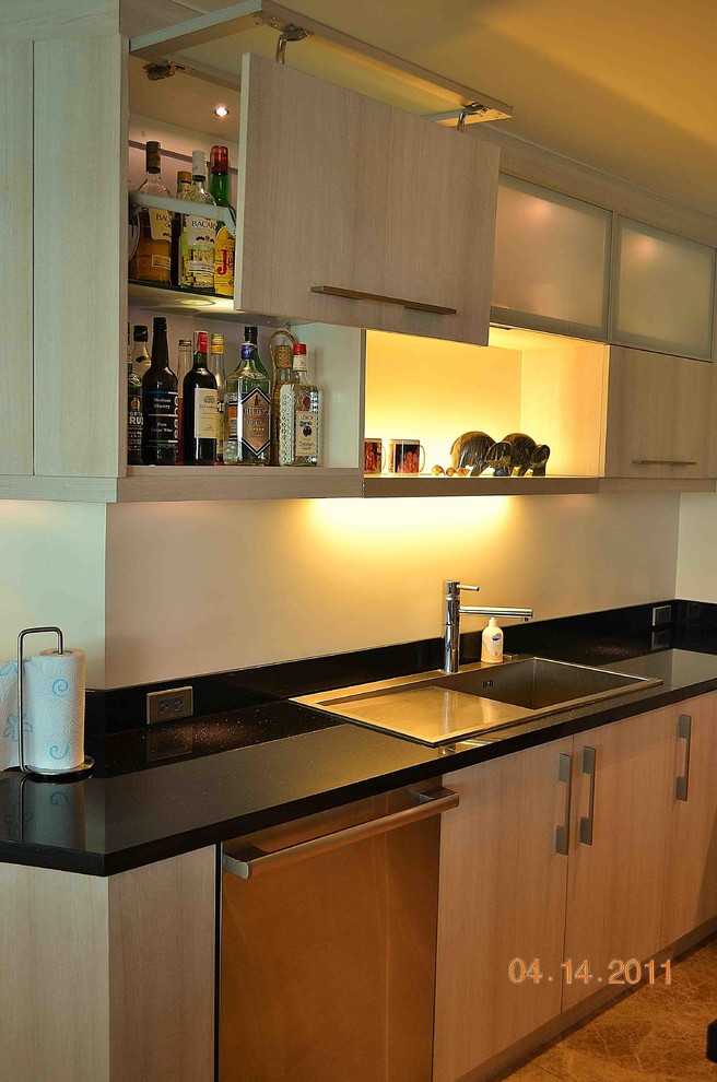 Black Modular Kitchen Design - Ready Made Modern Kitchen Cabinets Ecsac