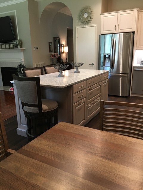 Recessed corner sink cabinet, with a low-divide sink set in Montgomery  counter - Transitional - Kitchen - Houston - by Bay Area Kitchens