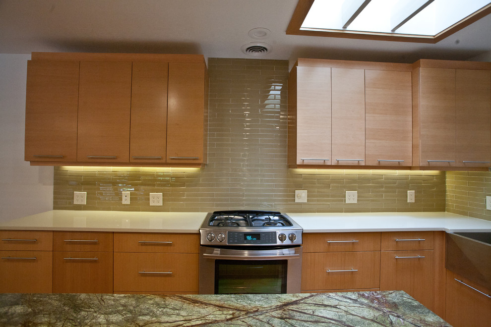 Example of a zen kitchen design in Salt Lake City