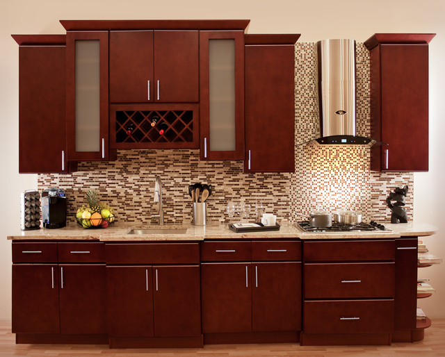 Morocco Cherry Collection - RTA in Stock Kitchen Cabinets - Contemporary -  Kitchen - New York - by User | Houzz UK