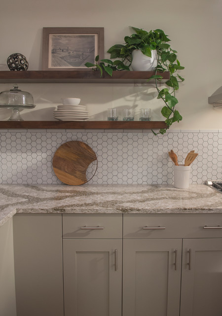 Mosaic Hexagon Kitchen Backsplash Moderno Cocina San Francisco De Fireclay Tile Houzz