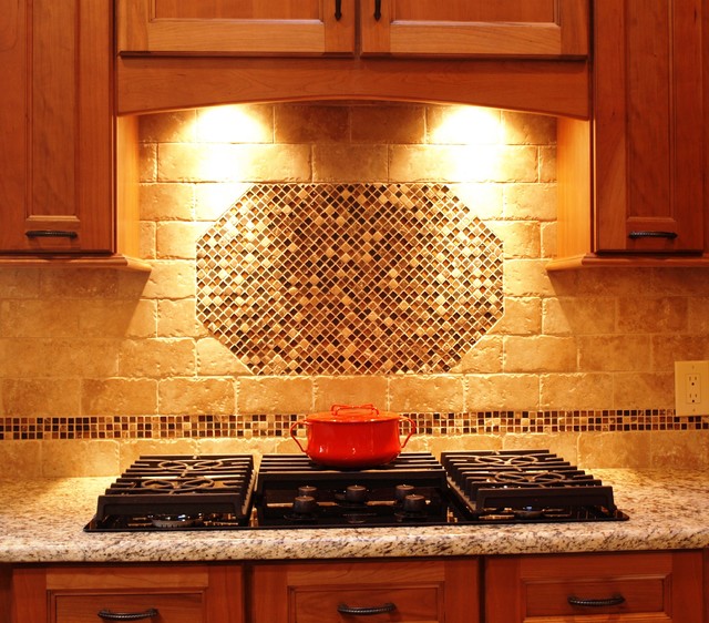 Mosaic Tile and Cooktop Stove Traditional Kitchen Newark by