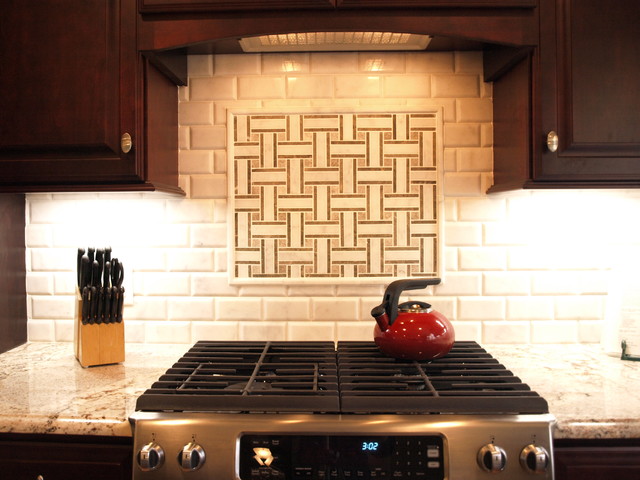 Mosaic Tile Basket Weave With Beveled Subway American Traditional Kitchen Newark By Kraftmaster Renovations Houzz Mosaic Tile Basket Weave With Beveled