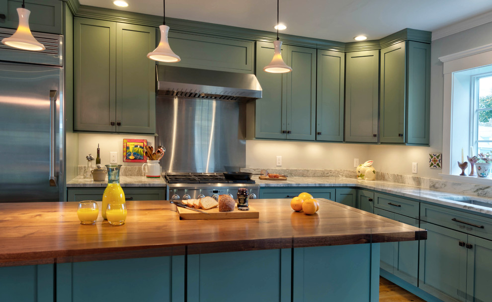 Moss Green Kitchen Eclectic Kitchen Boston by White Wood