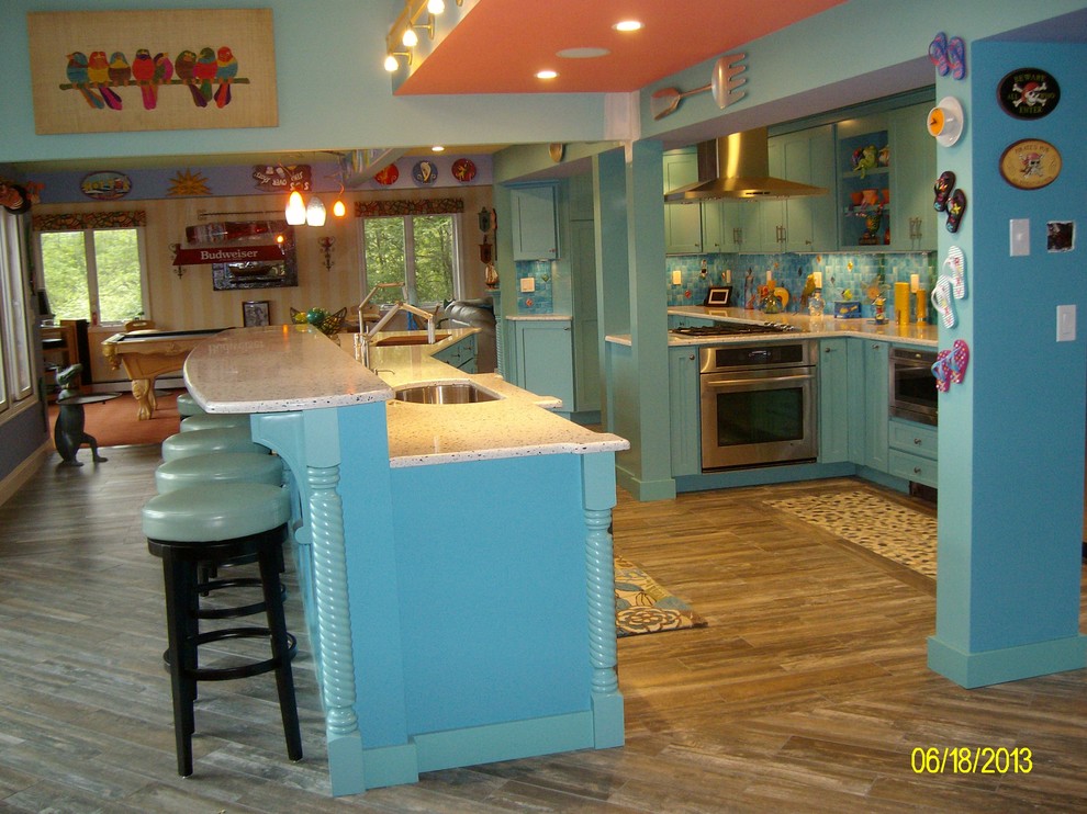 Inspiration for a tropical kitchen remodel in Boston