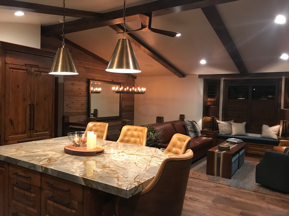 Mountain Modern Kitchen Island and Living Room Modern Kitchen