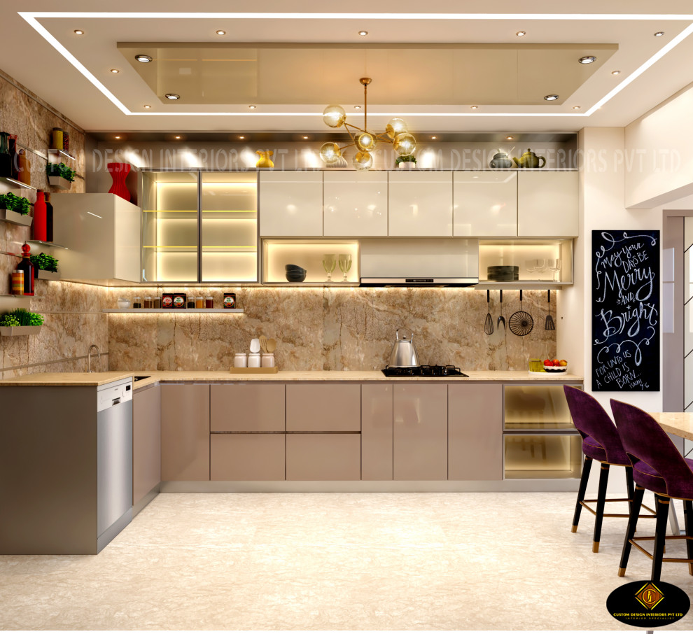 Mr Sunny Roy S Luxury Modern Kitchen Kolkata West Bengal Cdi Modern Kitchen Kolkata By Custom Design Interiors Pvt Ltd Houzz