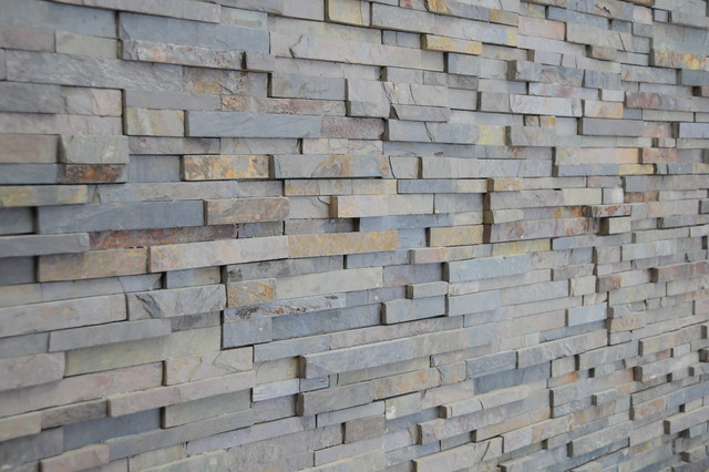 Multicolor Slate Stack Stone Modern Kitchen Minneapolis By Home Tile Design Houzz