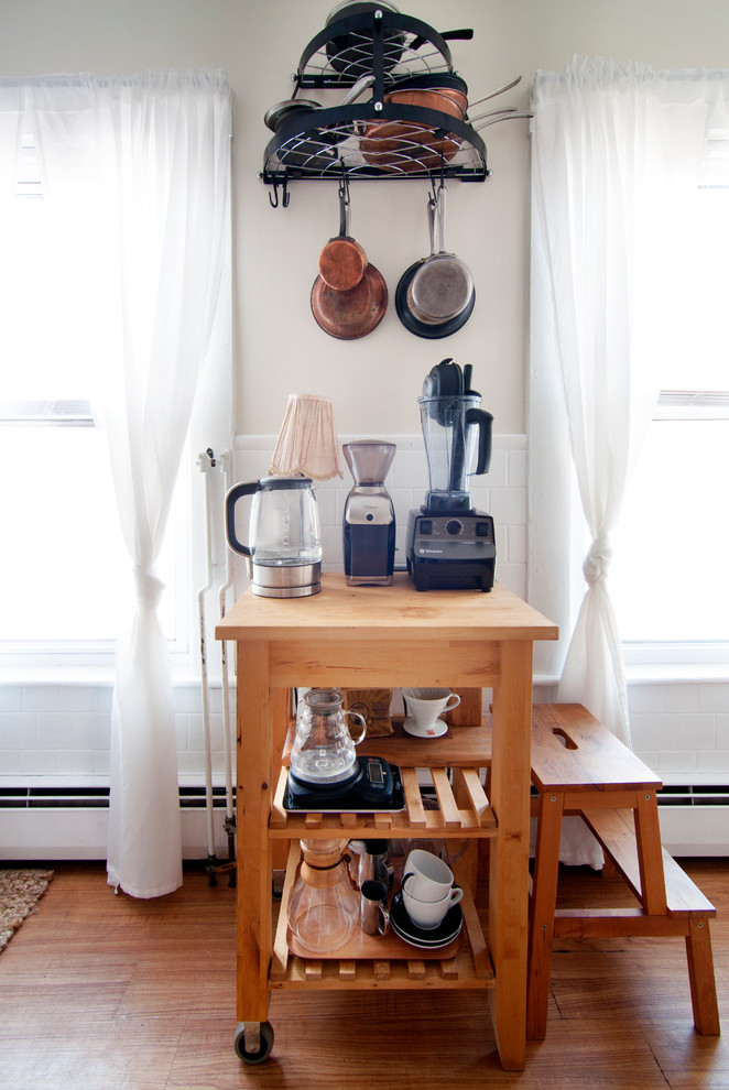 Photo of an eclectic kitchen in Boston.