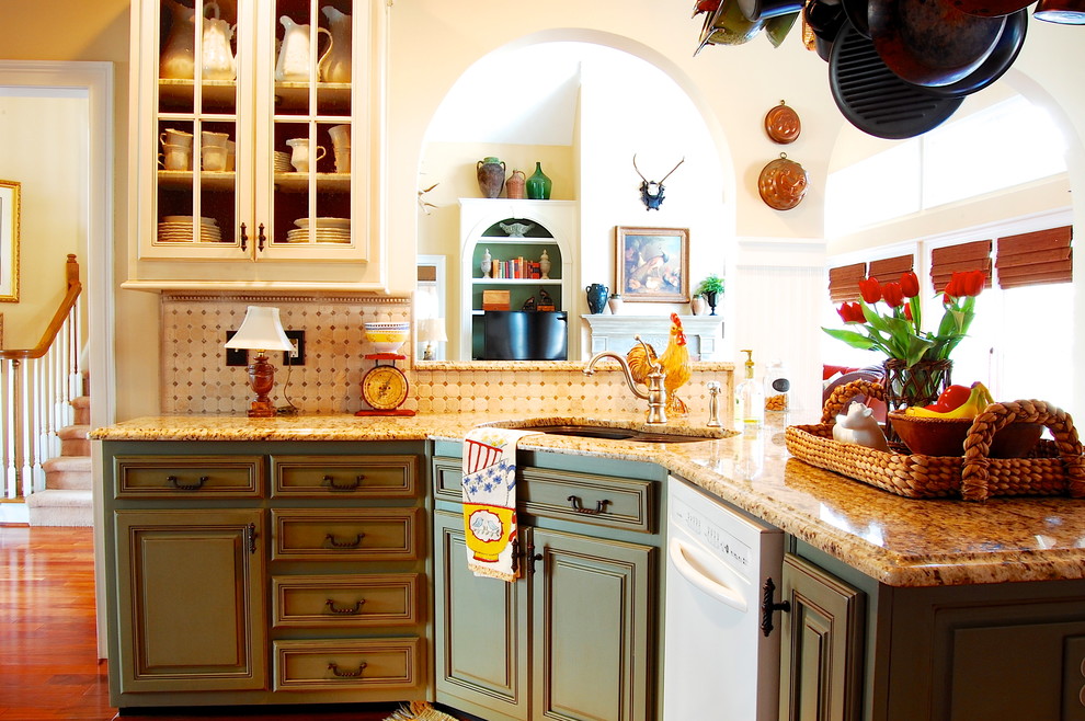 Example of a french country kitchen design in New York