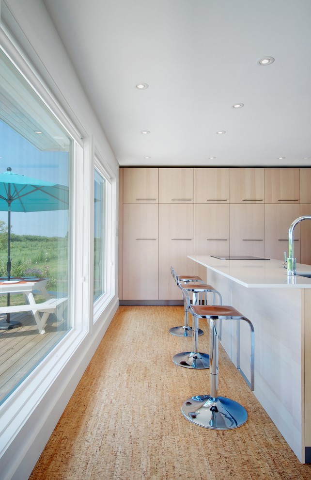 Trendy kitchen photo in Toronto with an undermount sink, flat-panel cabinets and light wood cabinets