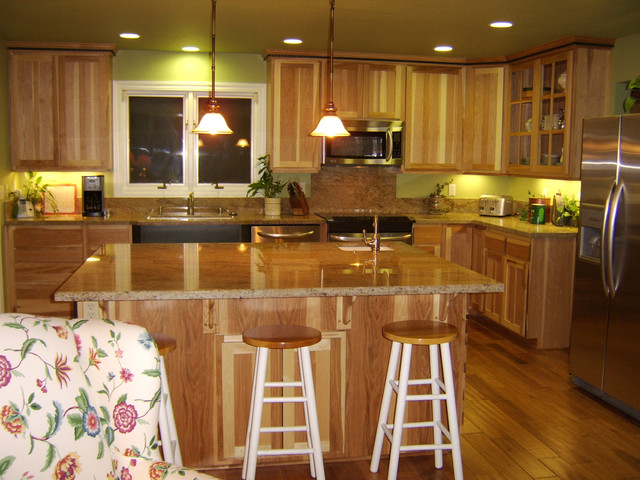 Auburn Custom Kitchens Houzz, Natural Hickory Kitchen Cabinets Pictures