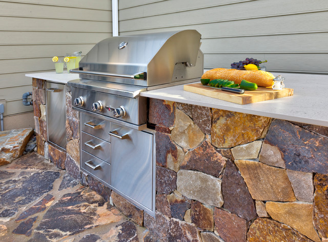 Natural Stone Veneer Outdoor Grill Station - Kitchen - Wilmington - by ...