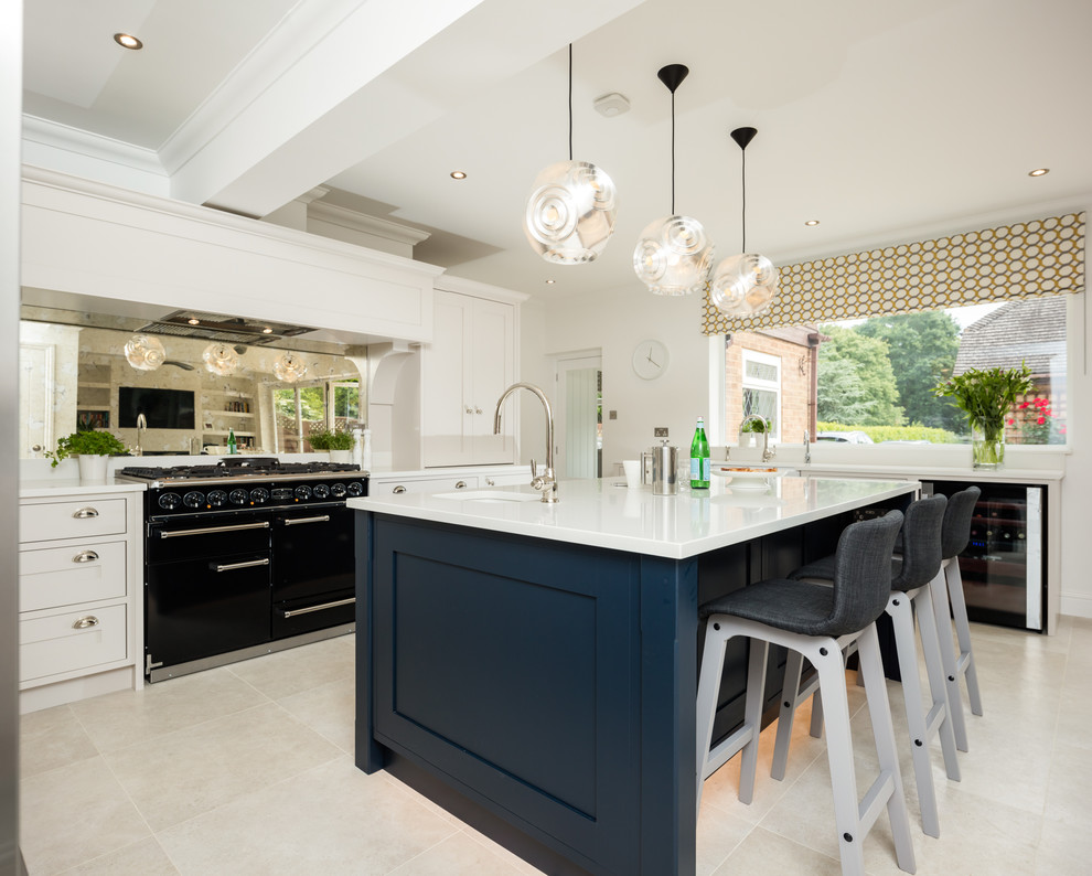 Inspiration for a contemporary grey and cream kitchen in Berkshire.