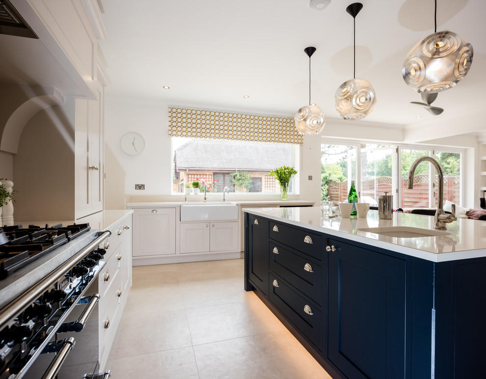 Contemporary grey and cream kitchen in Berkshire.