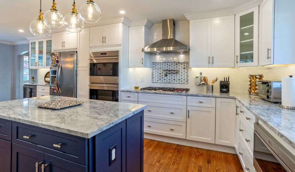 Navy Blue Island Kitchen - Transitional - Kitchen - Philadelphia - by