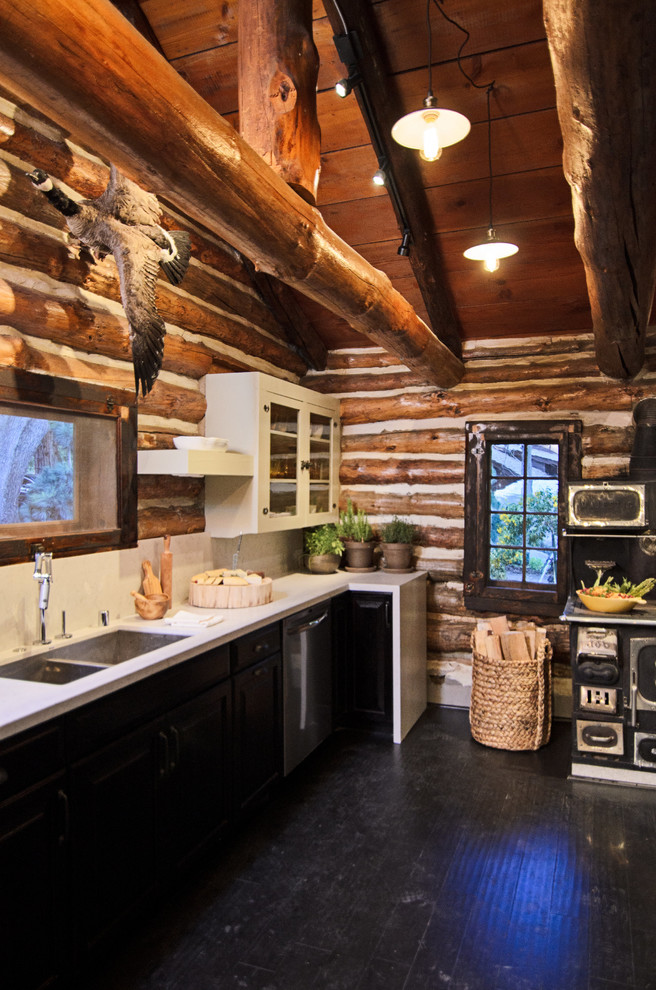 Kitchen - rustic kitchen idea in Other with quartz countertops