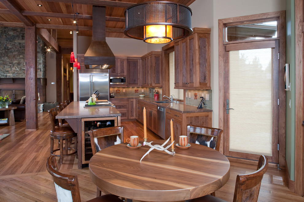 Example of a mountain style kitchen design in Portland