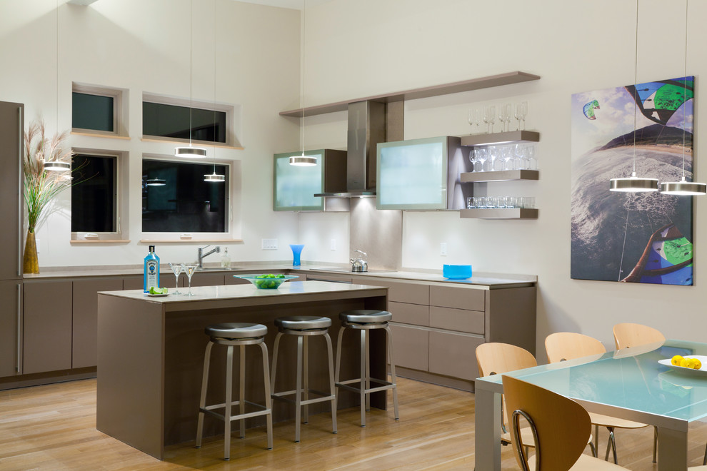 Trendy kitchen photo in Boston with stainless steel appliances
