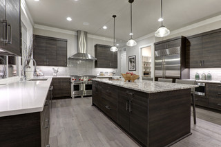 75 Gray Floor Kitchen With Dark Wood