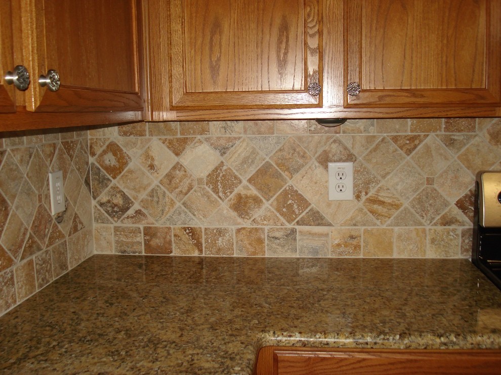 New Gold Countertops and Scabas Backsplash Traditional Kitchen Dallas by MTM