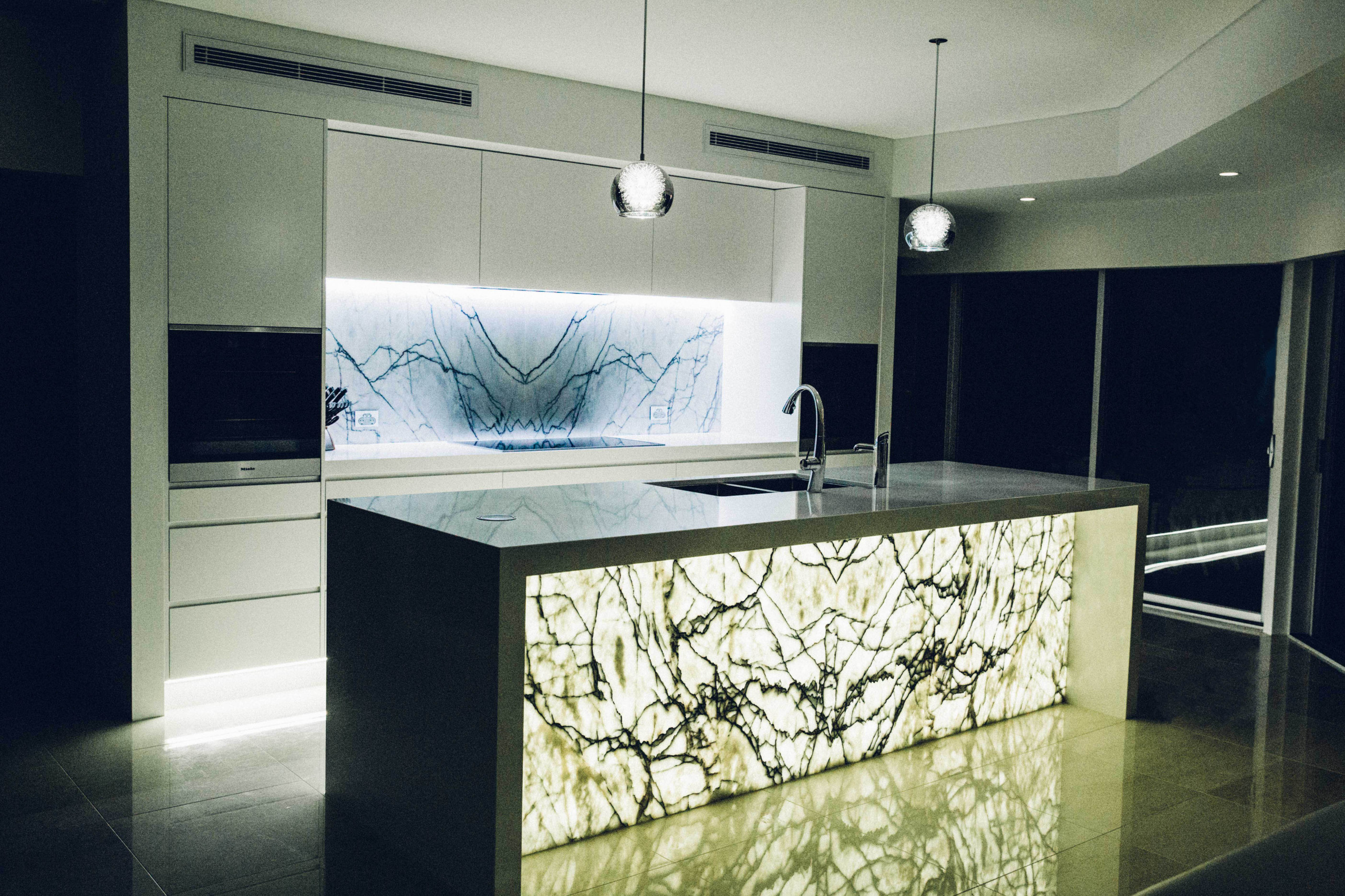 New York Marble With LED Lighting | Cremorne Home - Contemporary - Kitchen  - Sydney - by Euro Natural Stone | Houzz