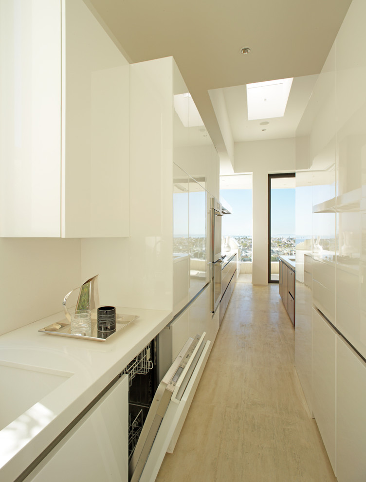 Example of a trendy galley enclosed kitchen design in Los Angeles