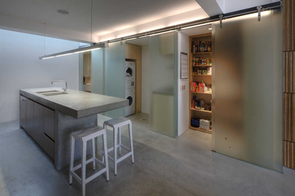 Свежая идея для дизайна: кухня со стиральной машиной в современном стиле - отличное фото интерьера