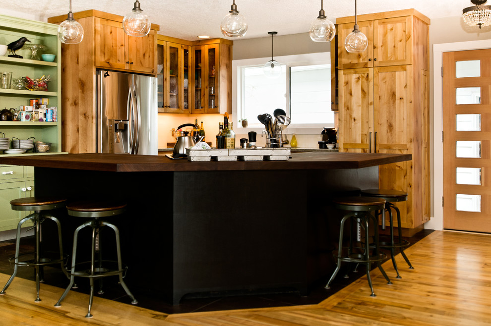 Photo of a bohemian kitchen in Portland.