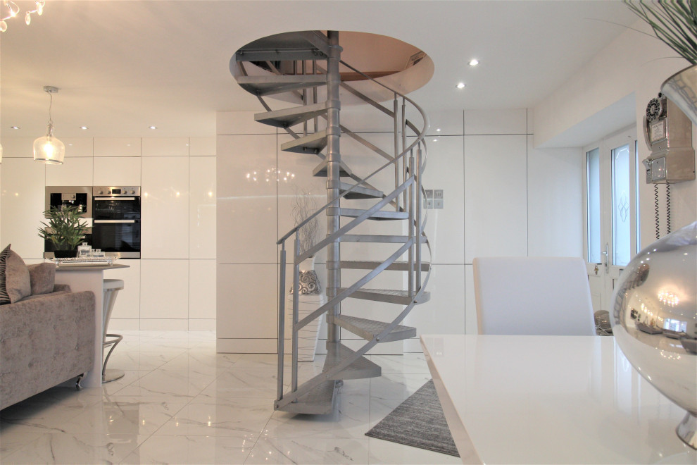 Large modern staircase in Other.