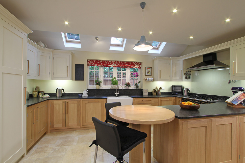 Oak Painted Wimborne Kitchen In Cream And Blue With Natural Oak Contemporary Kitchen Hampshire By Bp Kitchens Interiors Houzz